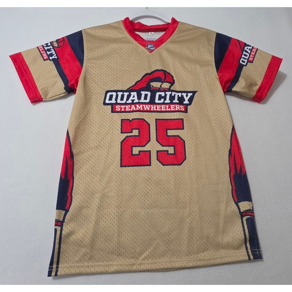 IFL Other - Quad City Steamwheelers Jersey #25 Youth Large IFL Football Gold Red YL